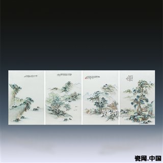 《浅绛彩四季山水》